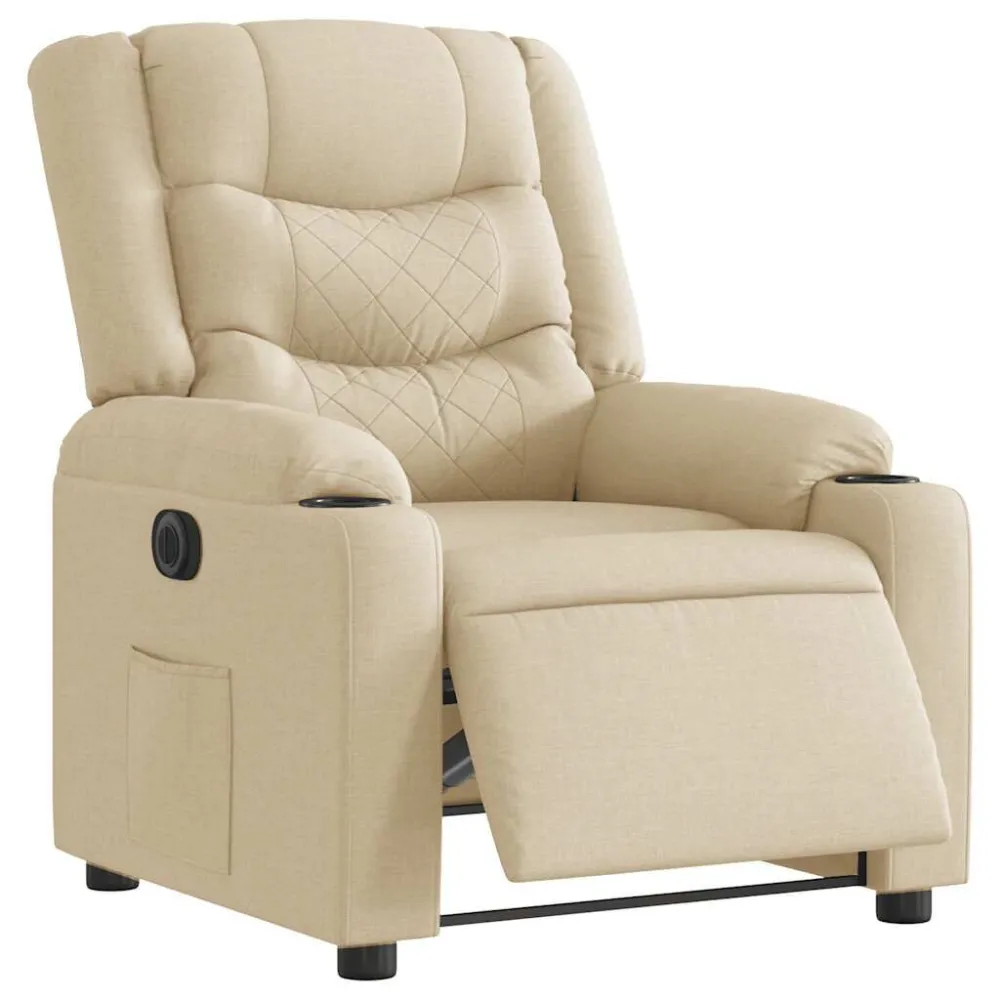 Poltrona Elettrica Reclinabile Crema Tessuto