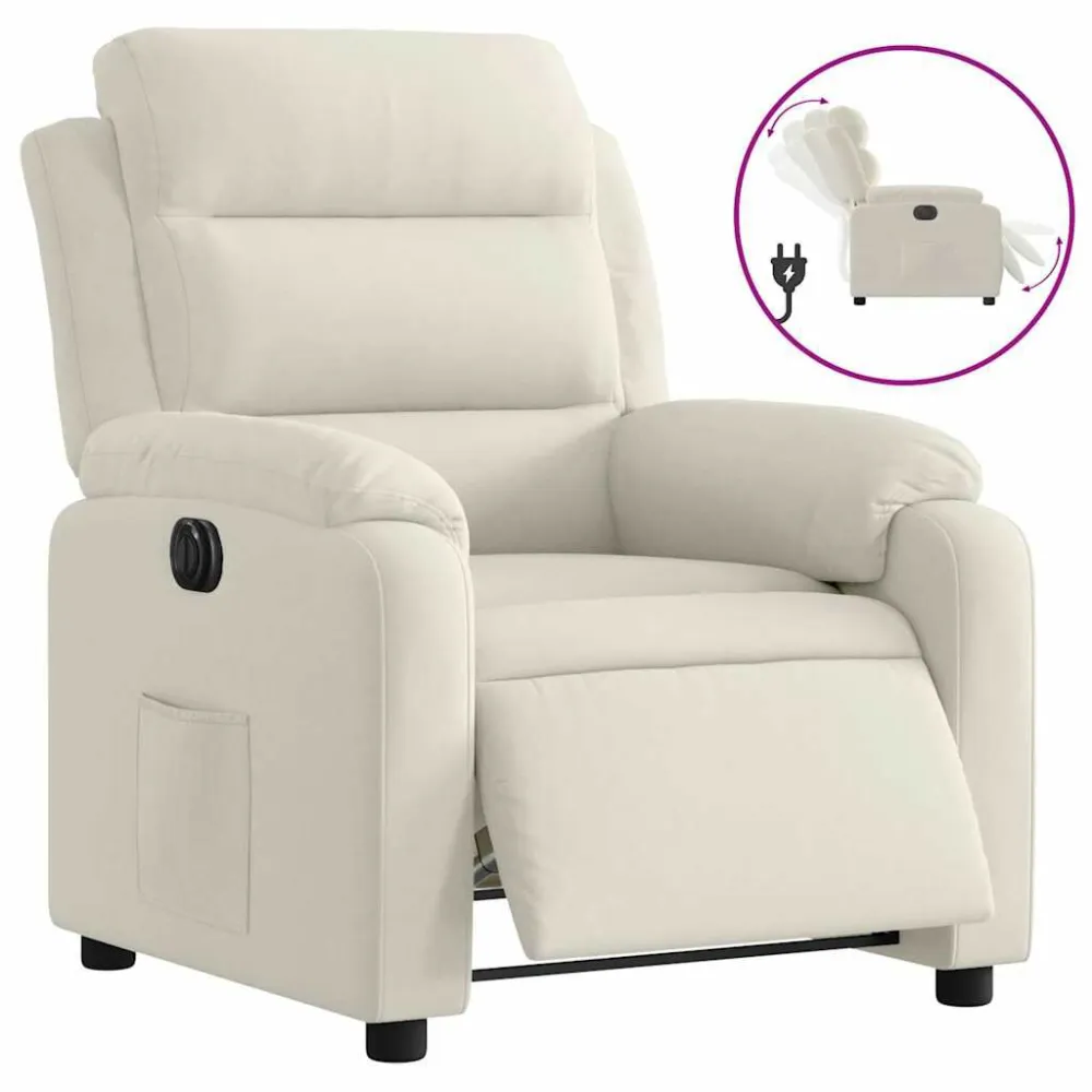Poltrona Elettrica Reclinabile Crema Velluto