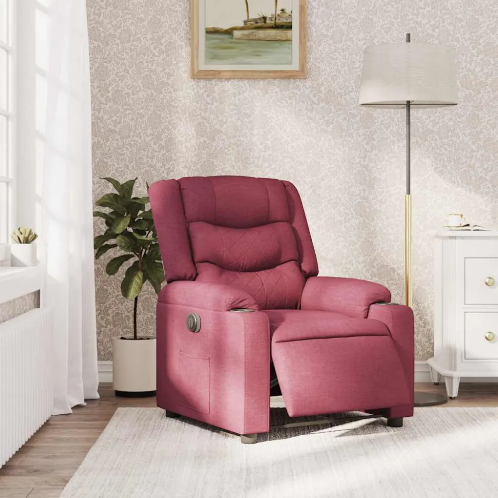 Poltrona Elettrica Reclinabile Rosso Vino Tessuto