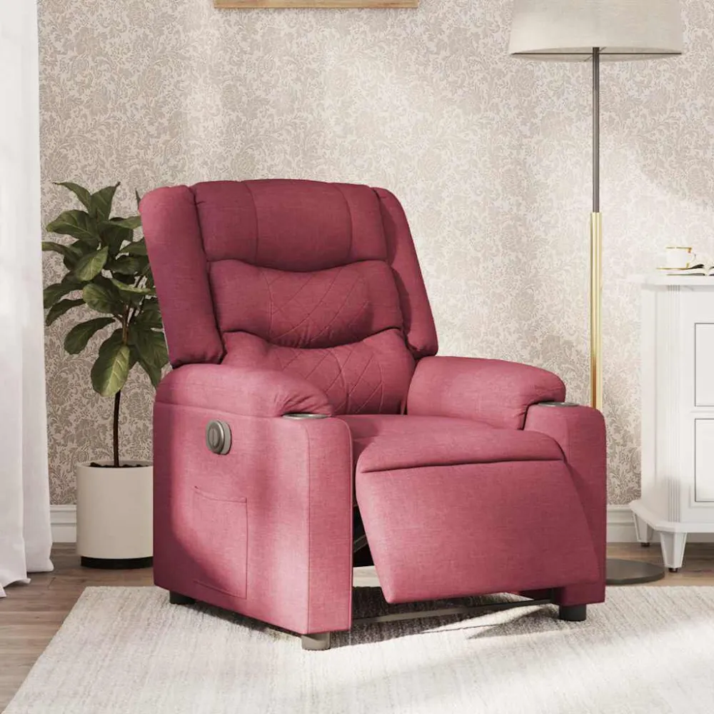 Poltrona Elettrica Reclinabile Rosso Vino Tessuto