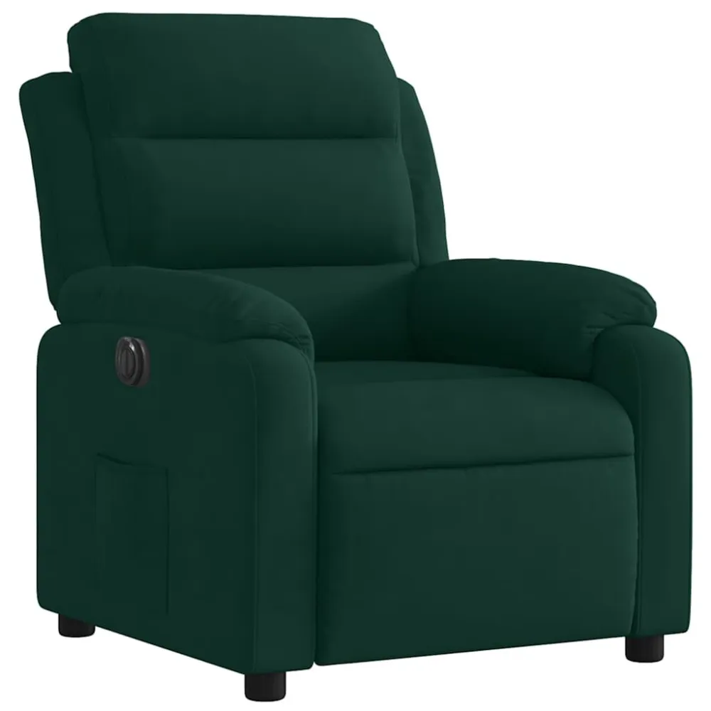 Poltrona Elettrica Reclinabile Verde Scuro Vera Pelle