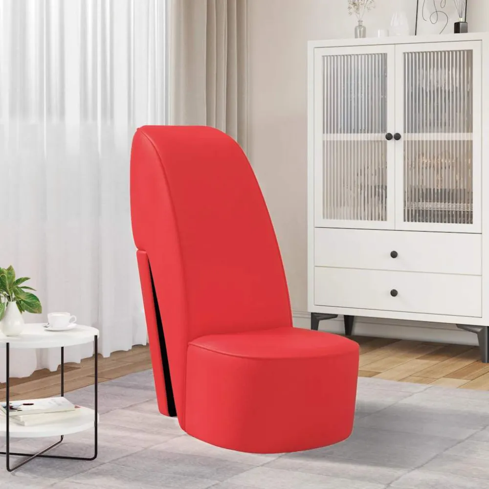 Poltrona Forma di Scarpa con Tacco Alto Similpelle Rossa