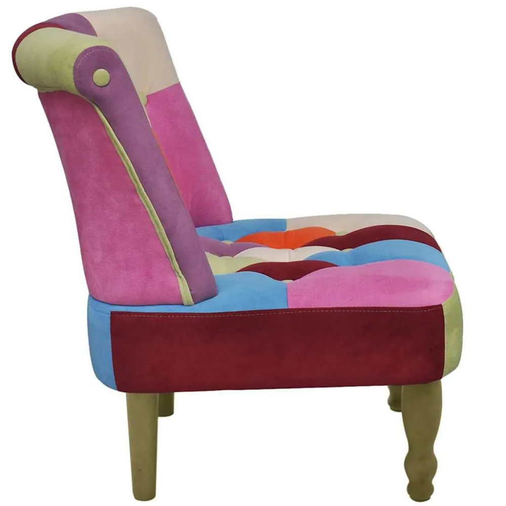 Poltrona Francese Design Patchwork Tessuto