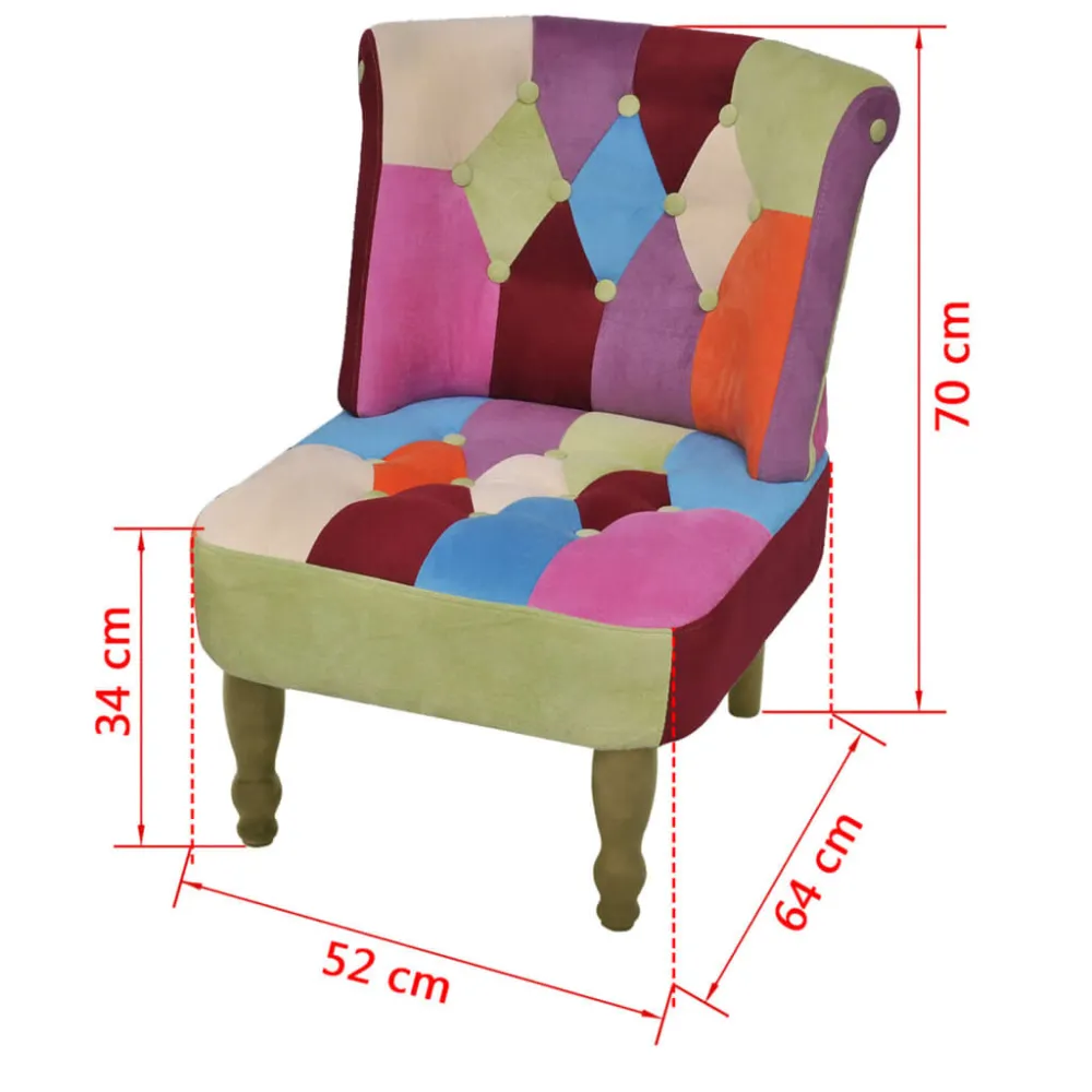 Poltrona Francese Design Patchwork Tessuto