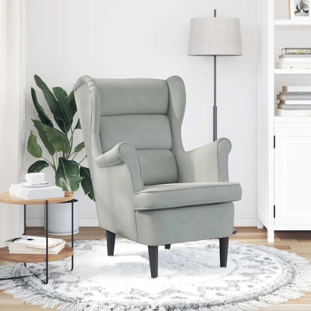 Poltrona Grigio Chiaro Velluto