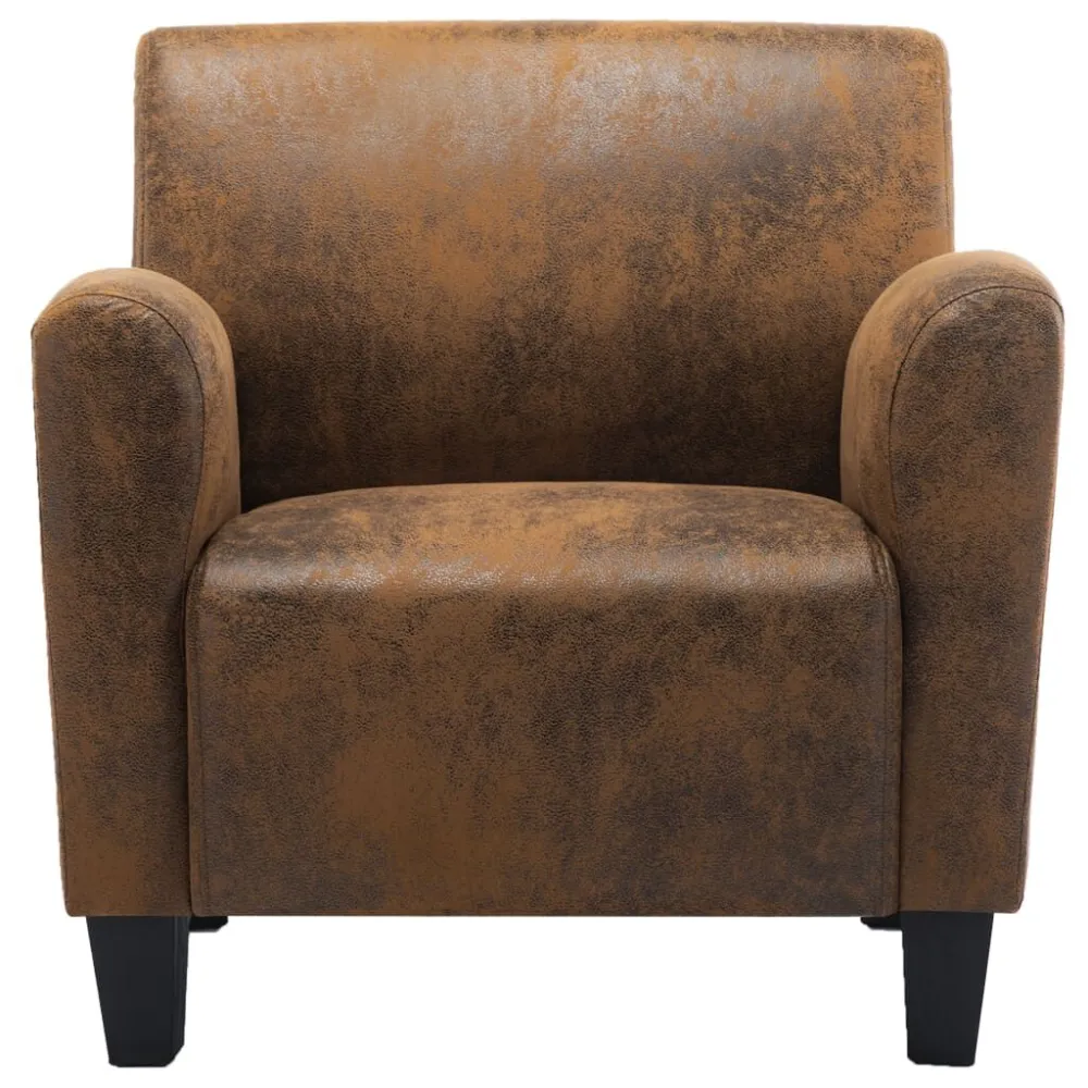 Poltrona Marrone Similpelle Scamosciata
