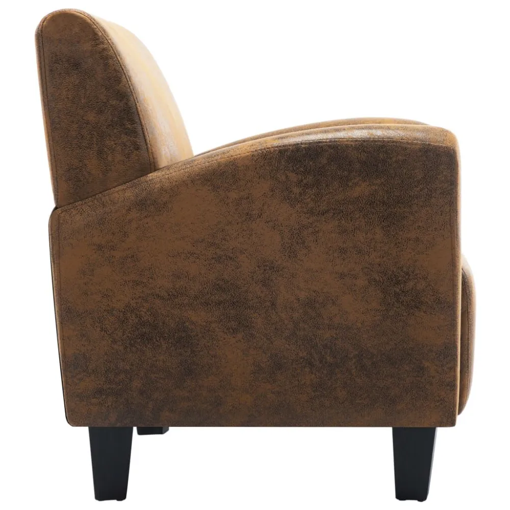 Poltrona Marrone Similpelle Scamosciata