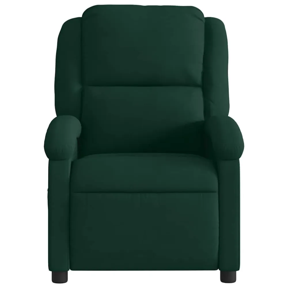 Poltrona Massaggiante Reclinabile Verde Scuro Velluto