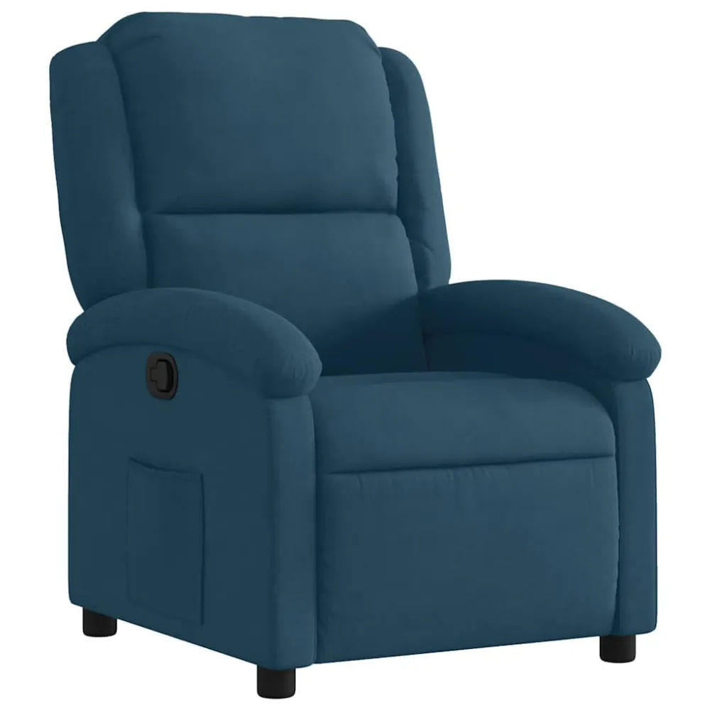 Poltrona Reclinabile Blu Velluto