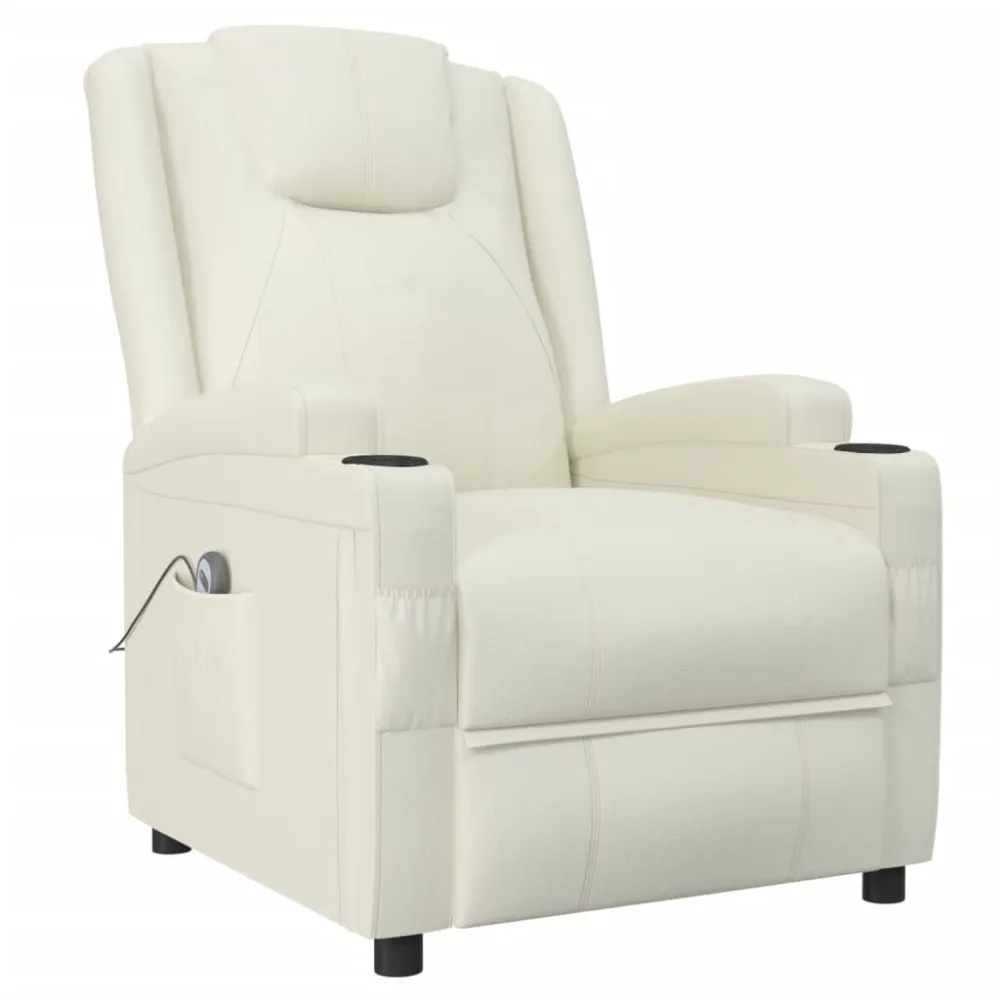 Poltrona Reclinabile Elettrica Bianco Crema Similpelle