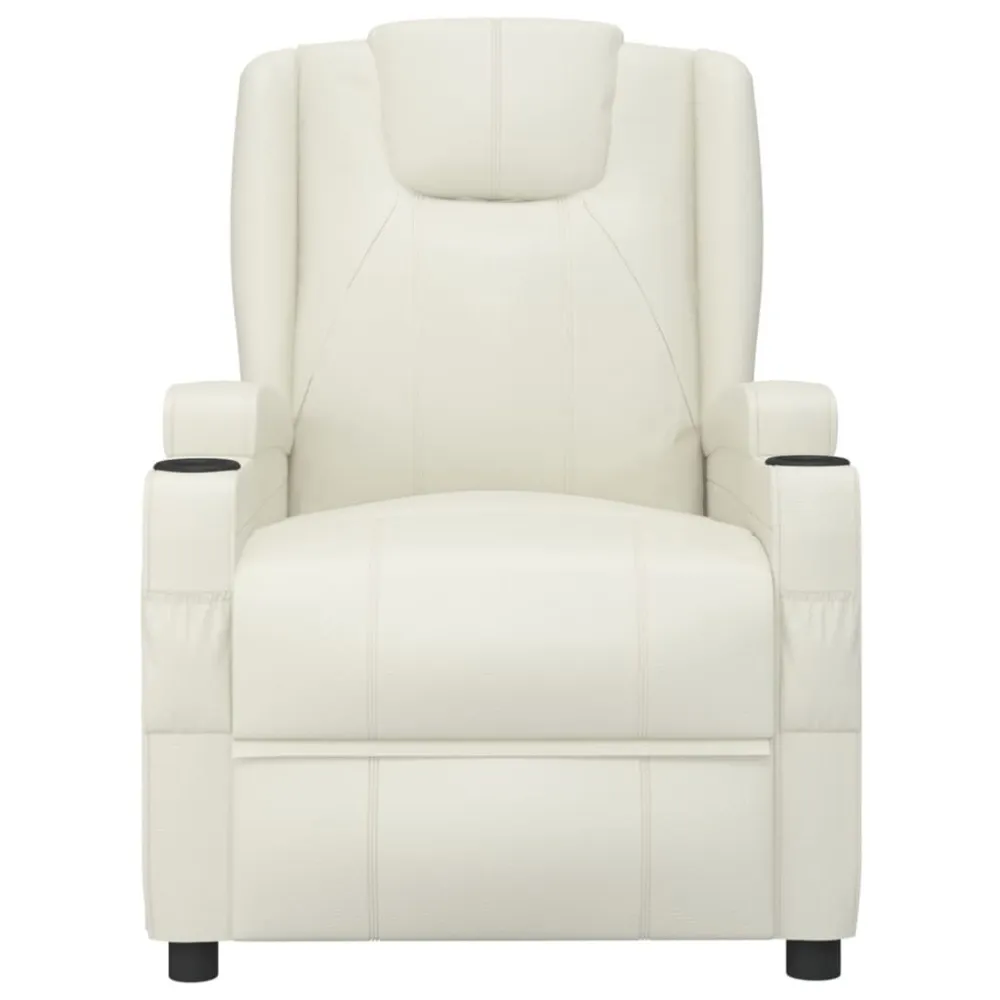 Poltrona Reclinabile Elettrica Bianco Crema Similpelle