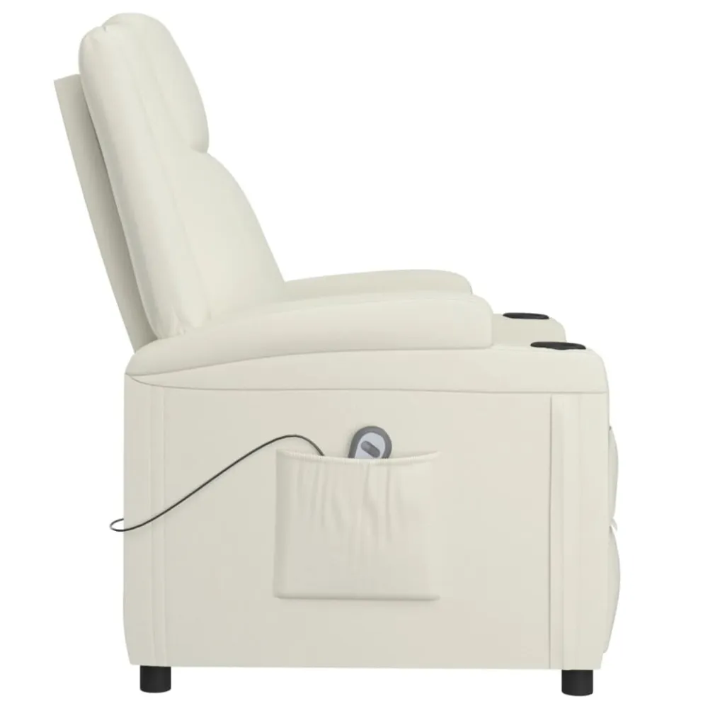 Poltrona Reclinabile Elettrica Bianco Crema Similpelle