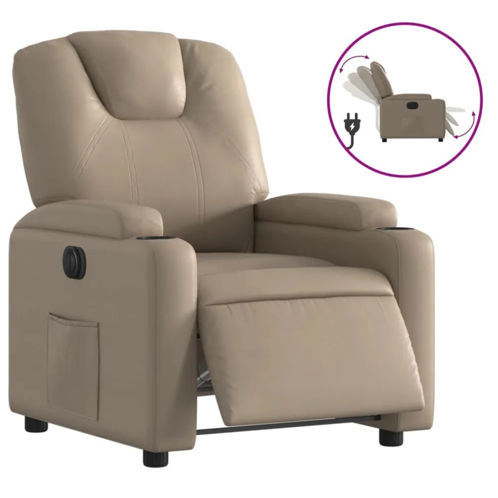 Poltrona Reclinabile Elettrica Cappuccino Similpelle