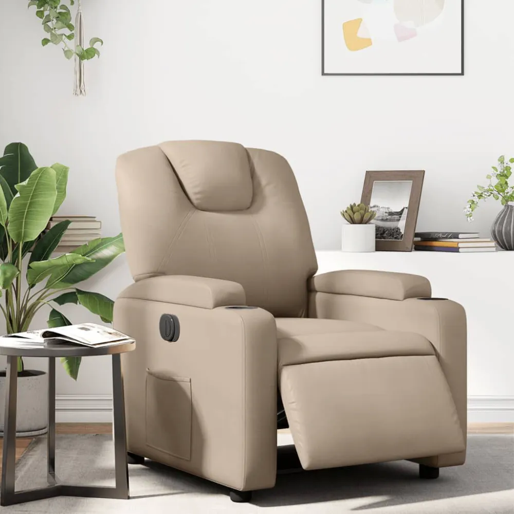 Poltrona Reclinabile Elettrica Cappuccino Similpelle