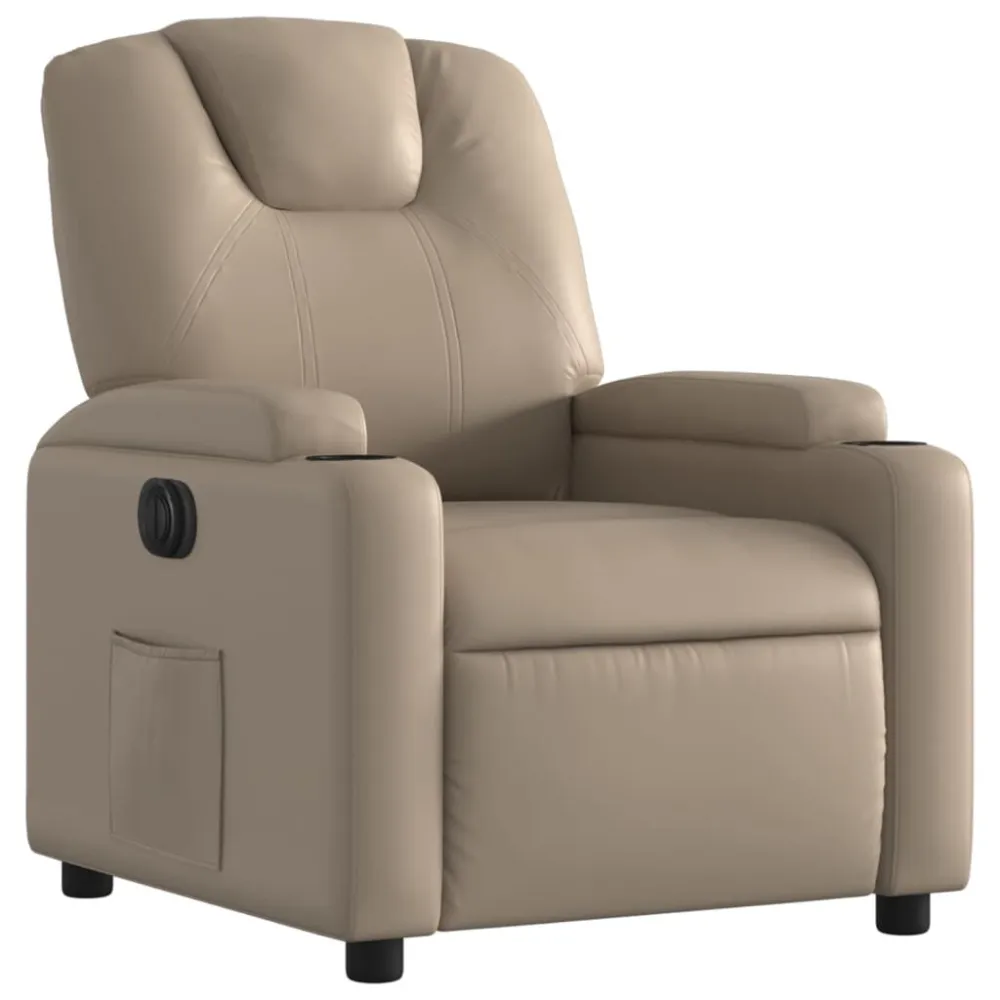 Poltrona Reclinabile Elettrica Cappuccino Similpelle