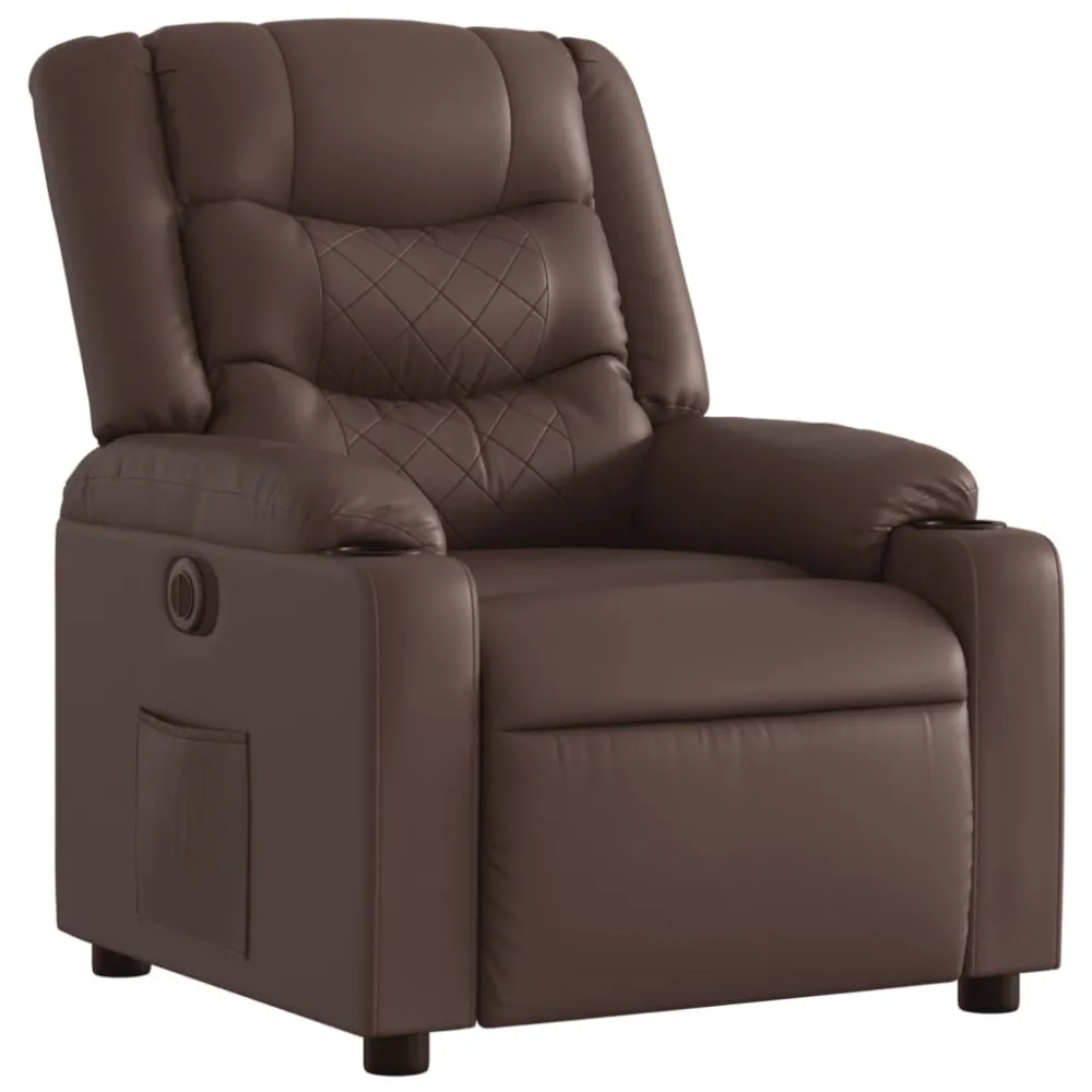 Poltrona Reclinabile Elettrica Marrone Similpelle
