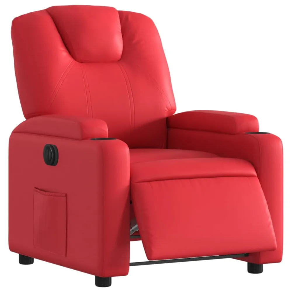 Poltrona Reclinabile Elettrica Rossa Similpelle