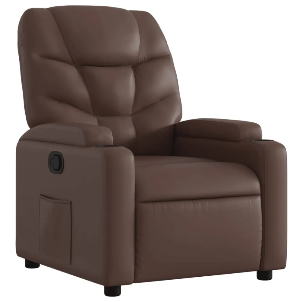 Poltrona Reclinabile Marrone Similpelle