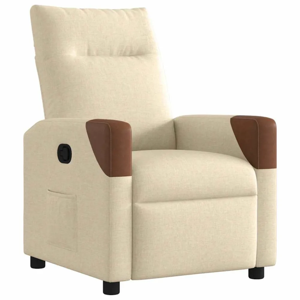 Poltrona Reclinabile Tessuto Crema
