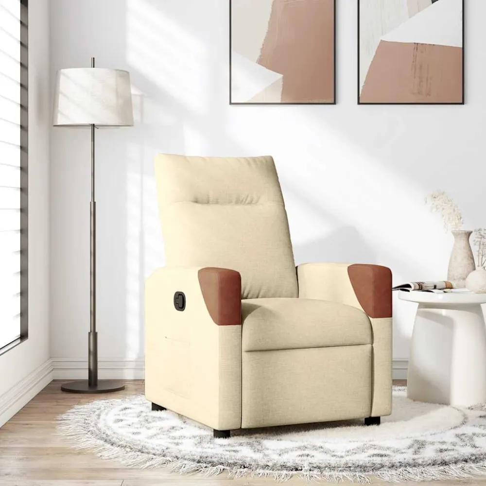 Poltrona Reclinabile Tessuto Crema