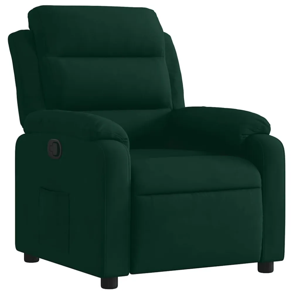 Poltrona Reclinabile Verde Scuro Velluto
