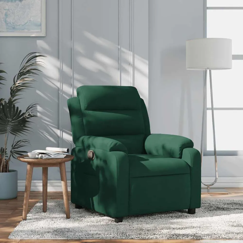 Poltrona Reclinabile Verde Scuro Velluto