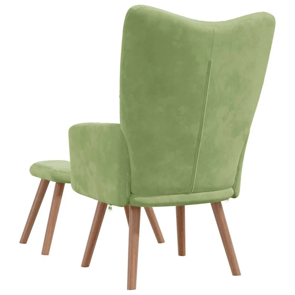 Poltrona Relax con Poggiapiedi Verde Chiaro Velluto