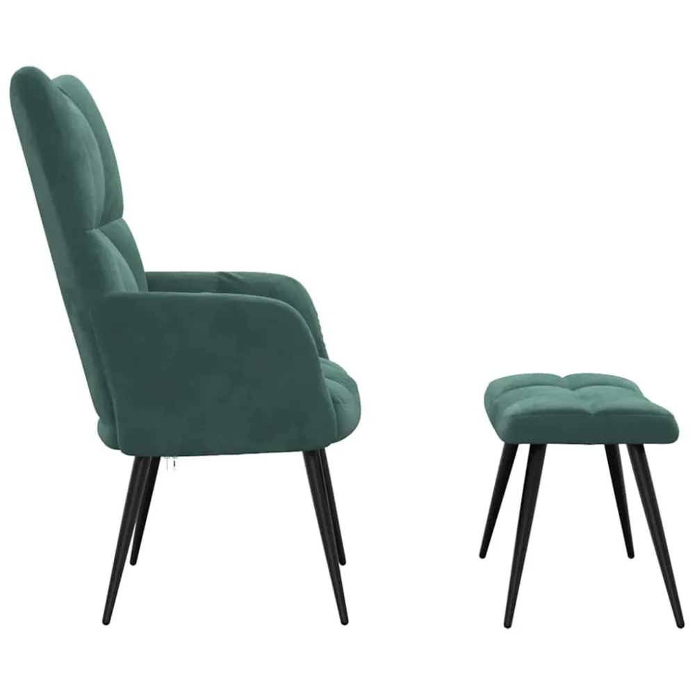 Poltrona Relax con Poggiapiedi Verde Scuro Velluto