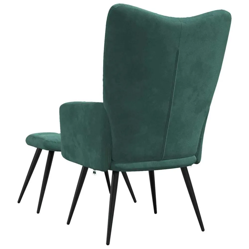 Poltrona Relax con Poggiapiedi Verde Scuro Velluto