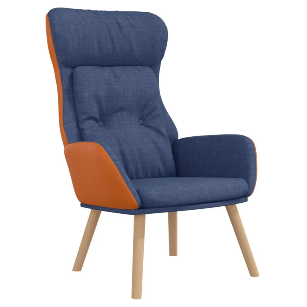Poltrona Rilassante Blu Tessuto e PVC