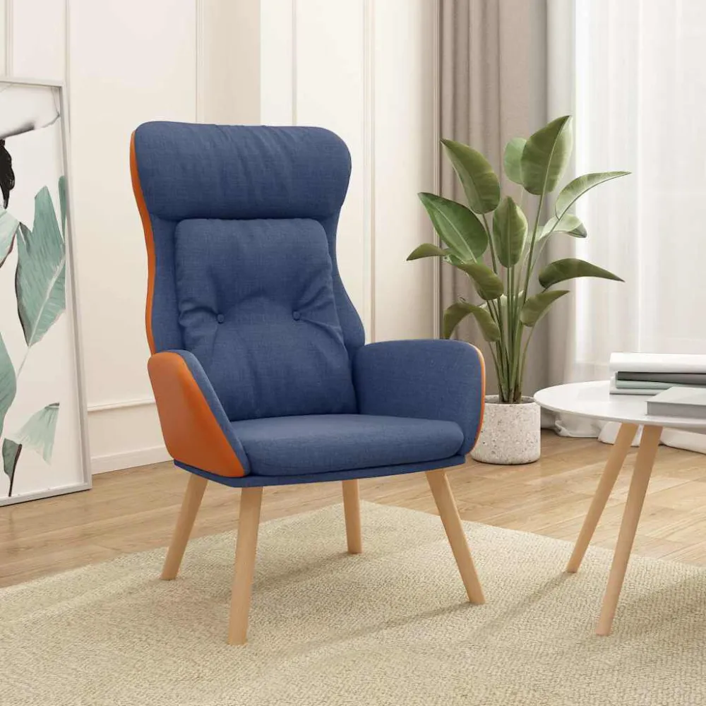Poltrona Rilassante Blu Tessuto e PVC