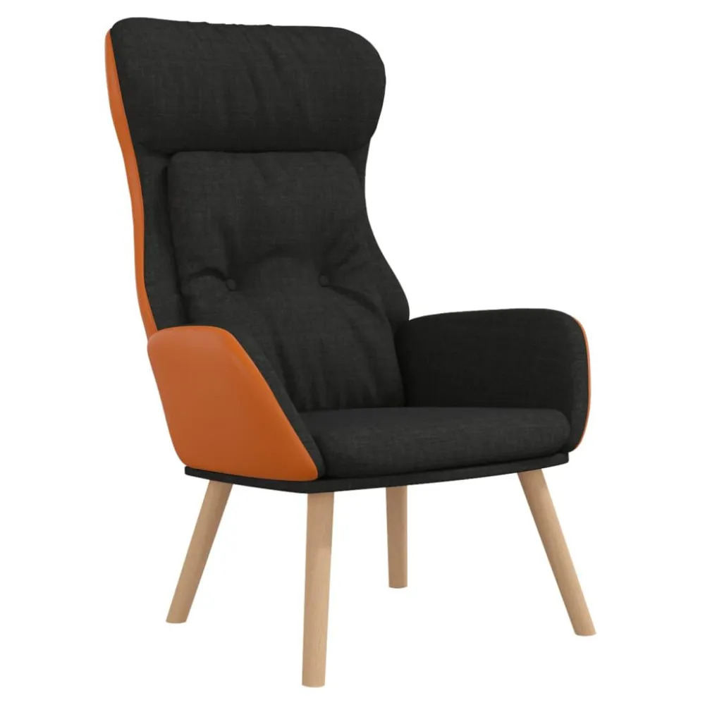 Poltrona Rilassante Nera Tessuto e PVC