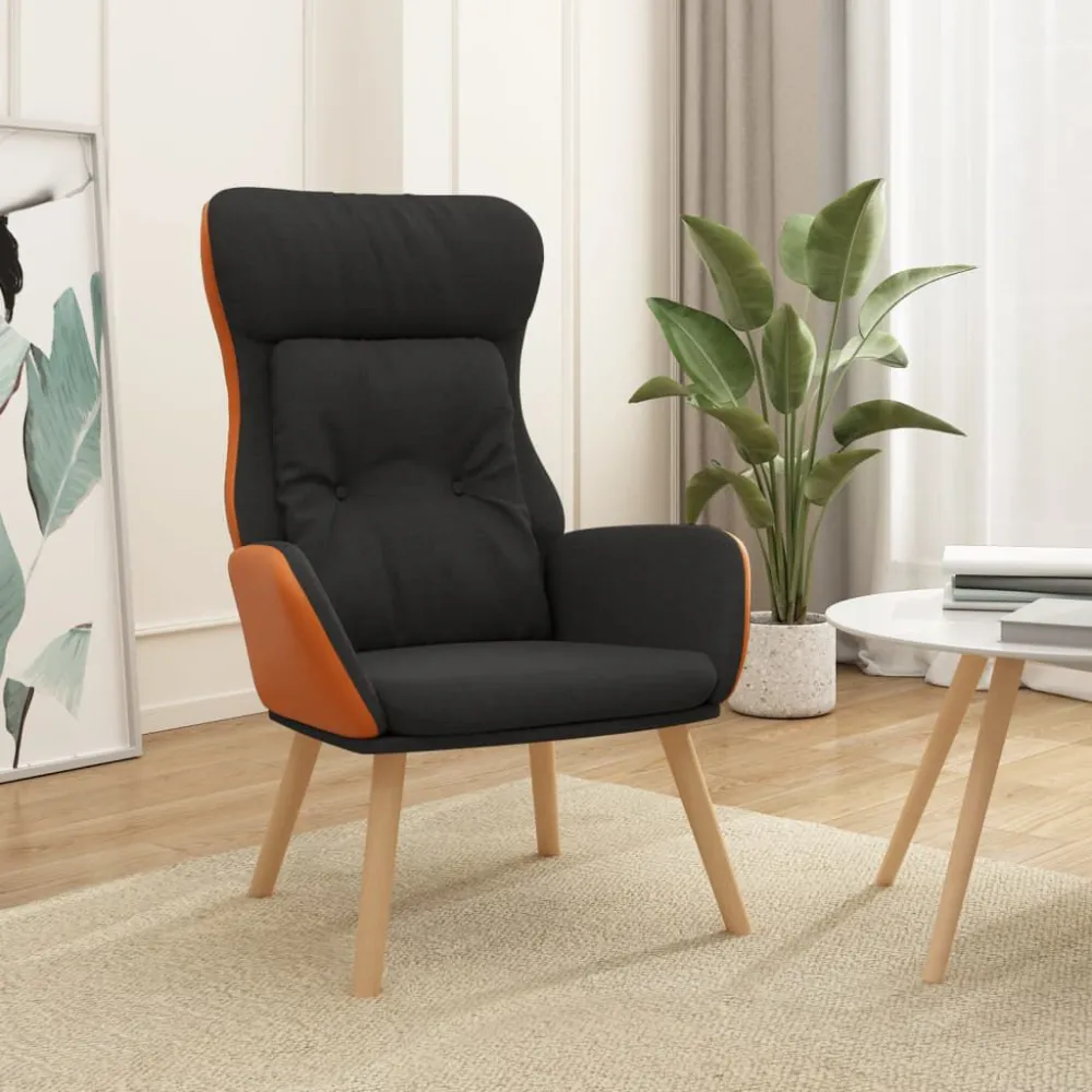 Poltrona Rilassante Nera Tessuto e PVC