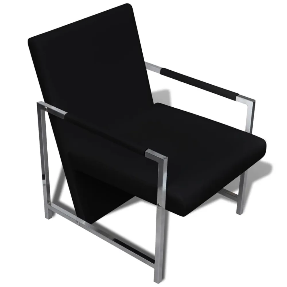 Poltrone 2 pz con Telaio Cromato Nere Similpelle