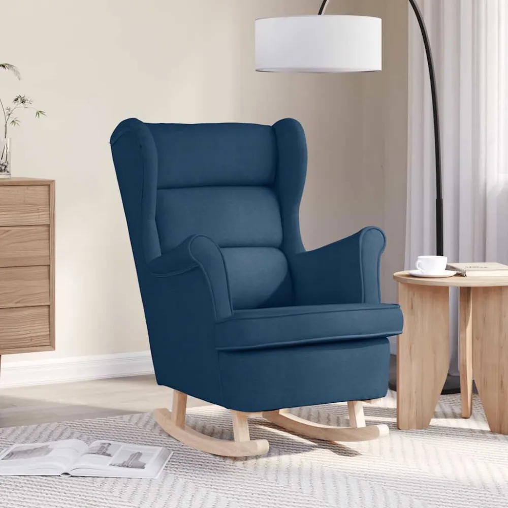 Sedia Dondolo Blu 74x90x102 cm Tessuto