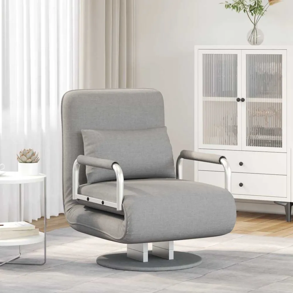 Sedia Girevole e Divano Letto Grigio Chiaro Tessuto