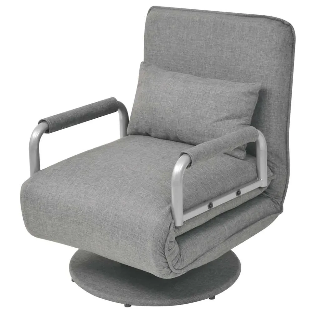 Sedia Girevole e Divano Letto Grigio Chiaro Tessuto