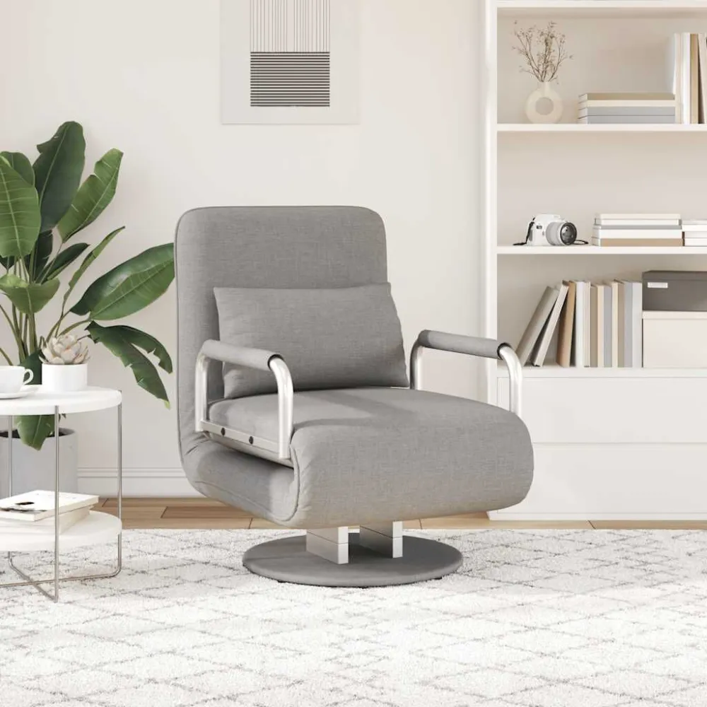 Sedia Girevole e Divano Letto Grigio Chiaro Tessuto