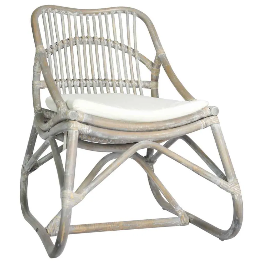Sedia Grigia Rattan e Lino