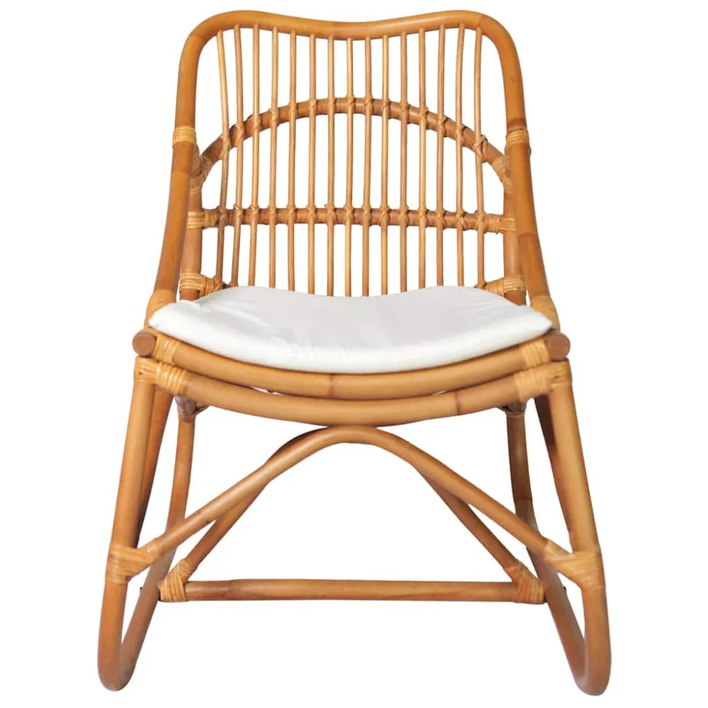 Sedia Rattan Marrone Chiaro e Lino