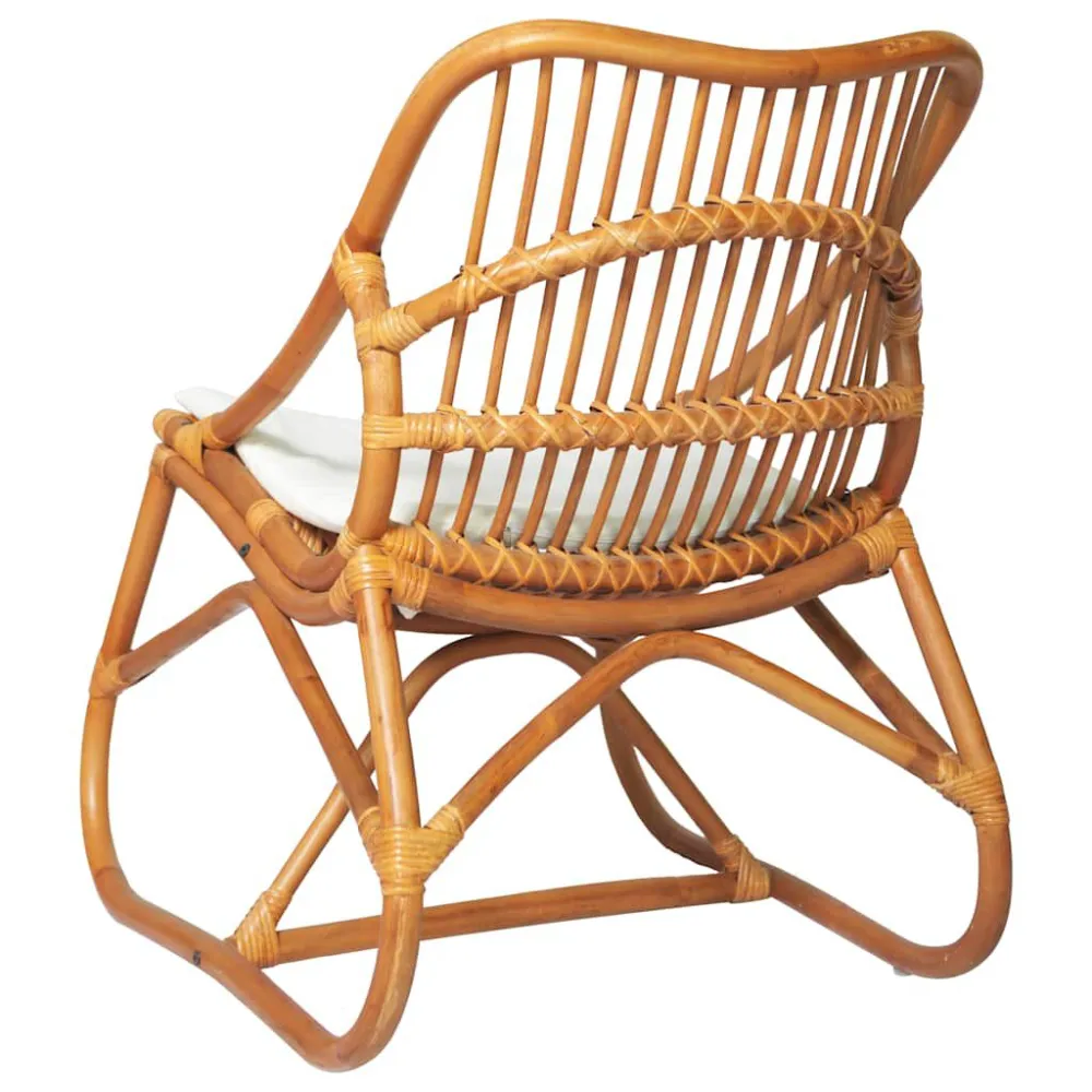 Sedia Rattan Marrone Chiaro e Lino