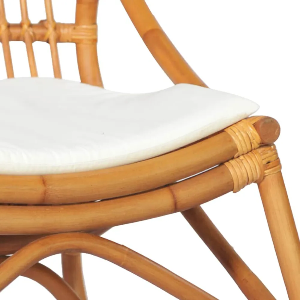 Sedia Rattan Marrone Chiaro e Lino