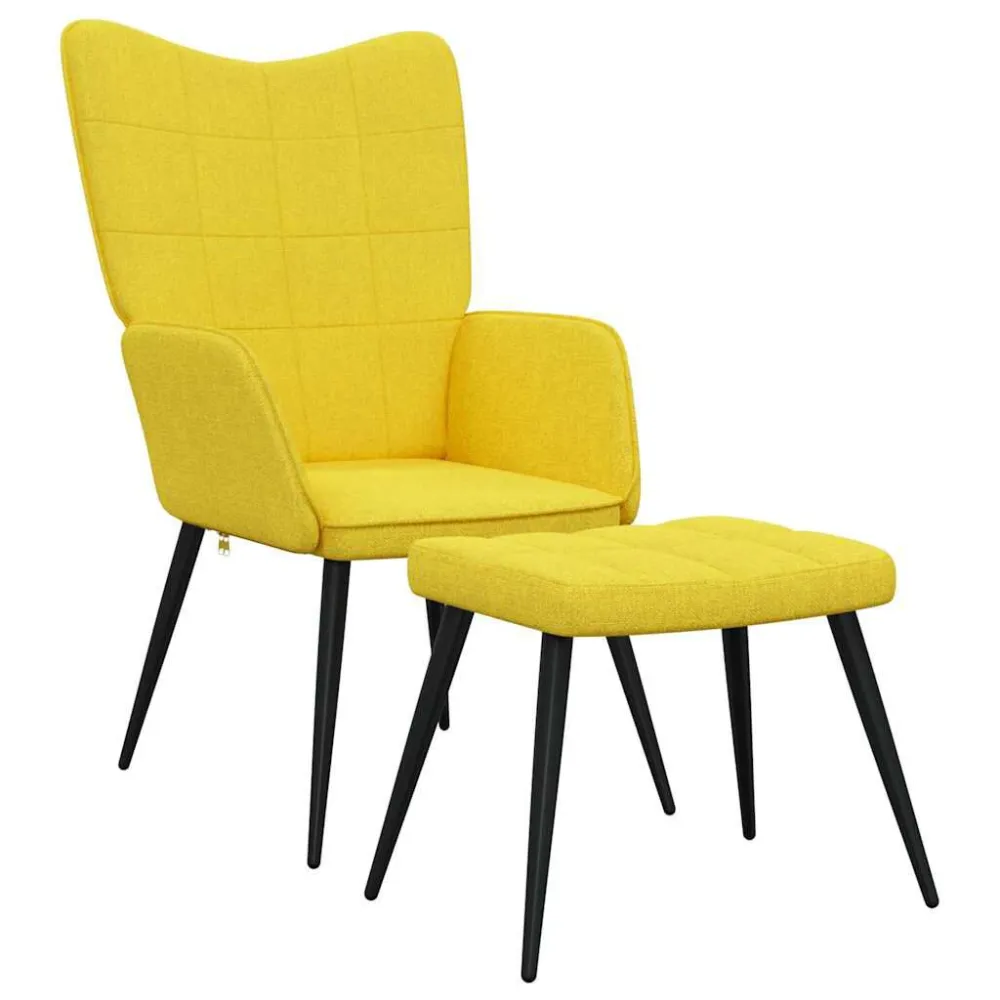 Sedia Relax con Sgabello Giallo Senape Tessuto