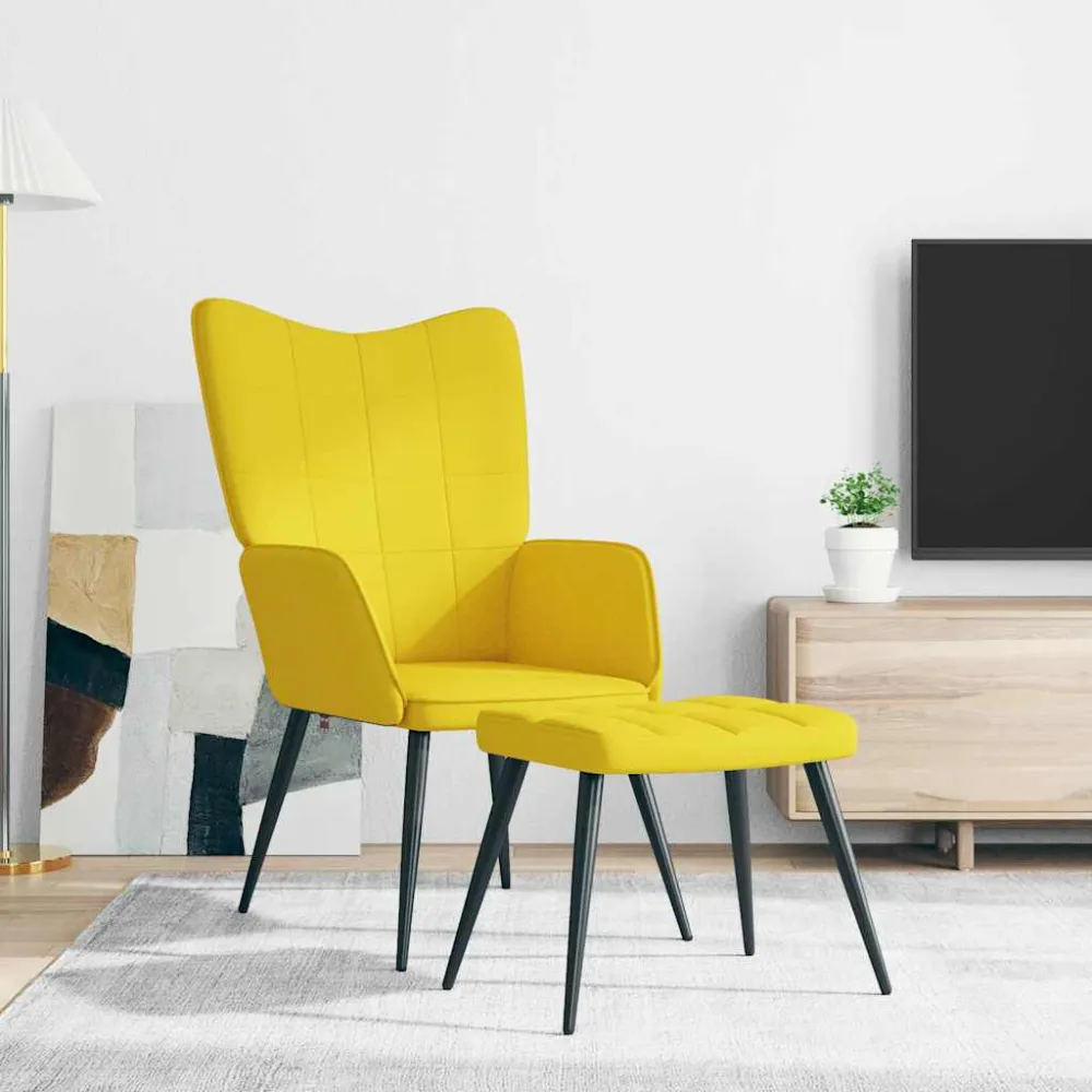 Sedia Relax con Sgabello Giallo Senape Tessuto