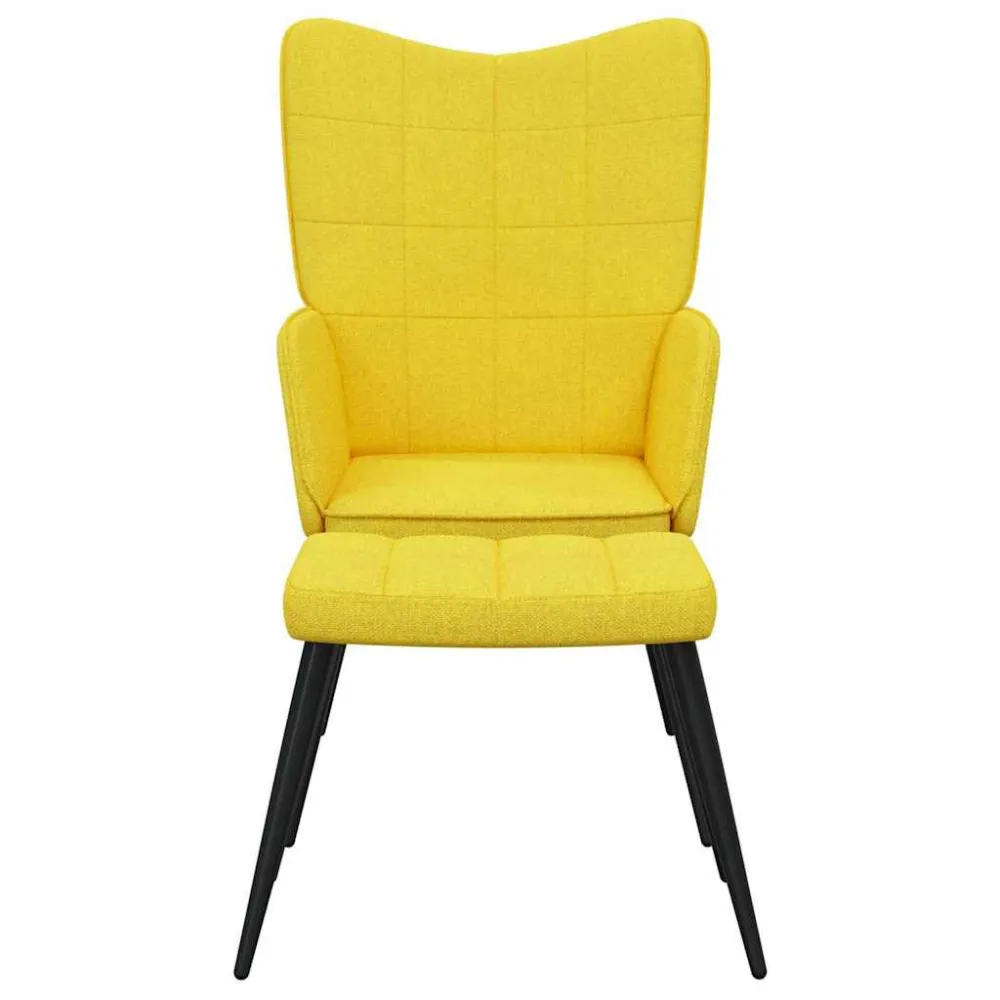 Sedia Relax con Sgabello Giallo Senape Tessuto