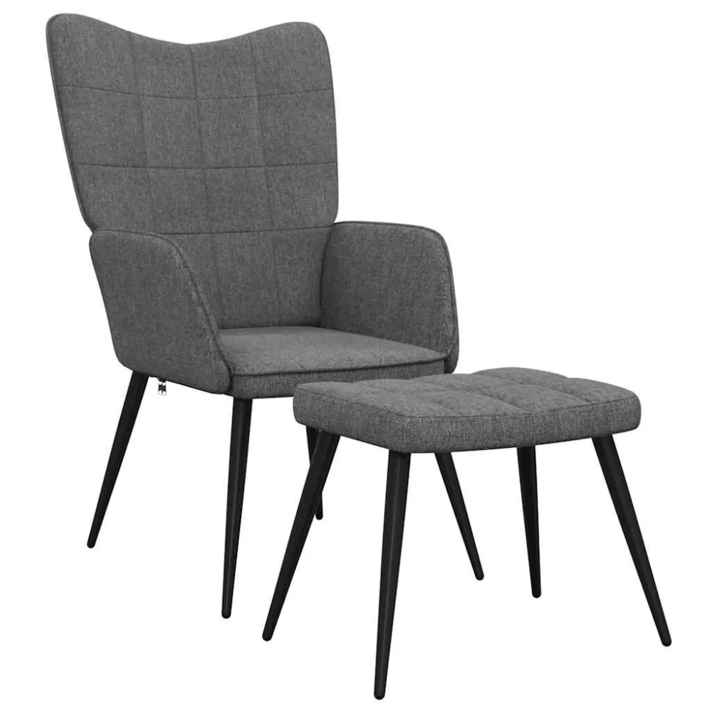 Sedia Relax con Sgabello Grigio Scuro Tessuto