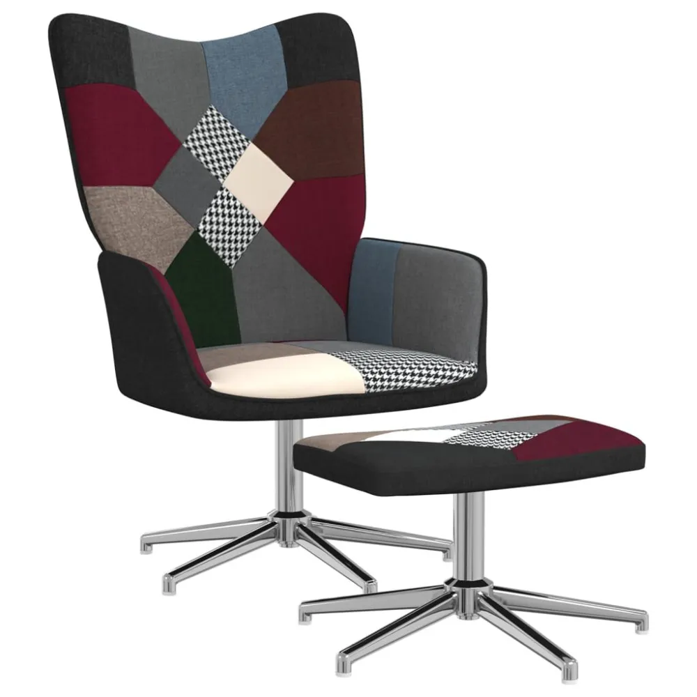 Sedia Relax con Sgabello Tessuto Patchwork