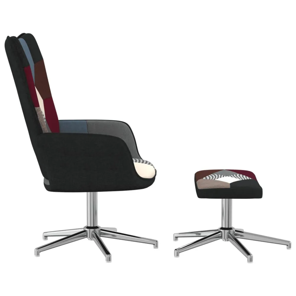 Sedia Relax con Sgabello Tessuto Patchwork