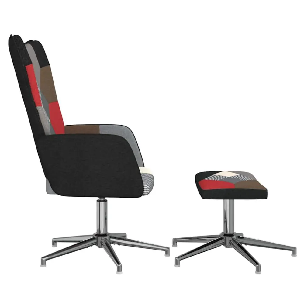 Sedia Relax con Sgabello Tessuto Patchwork