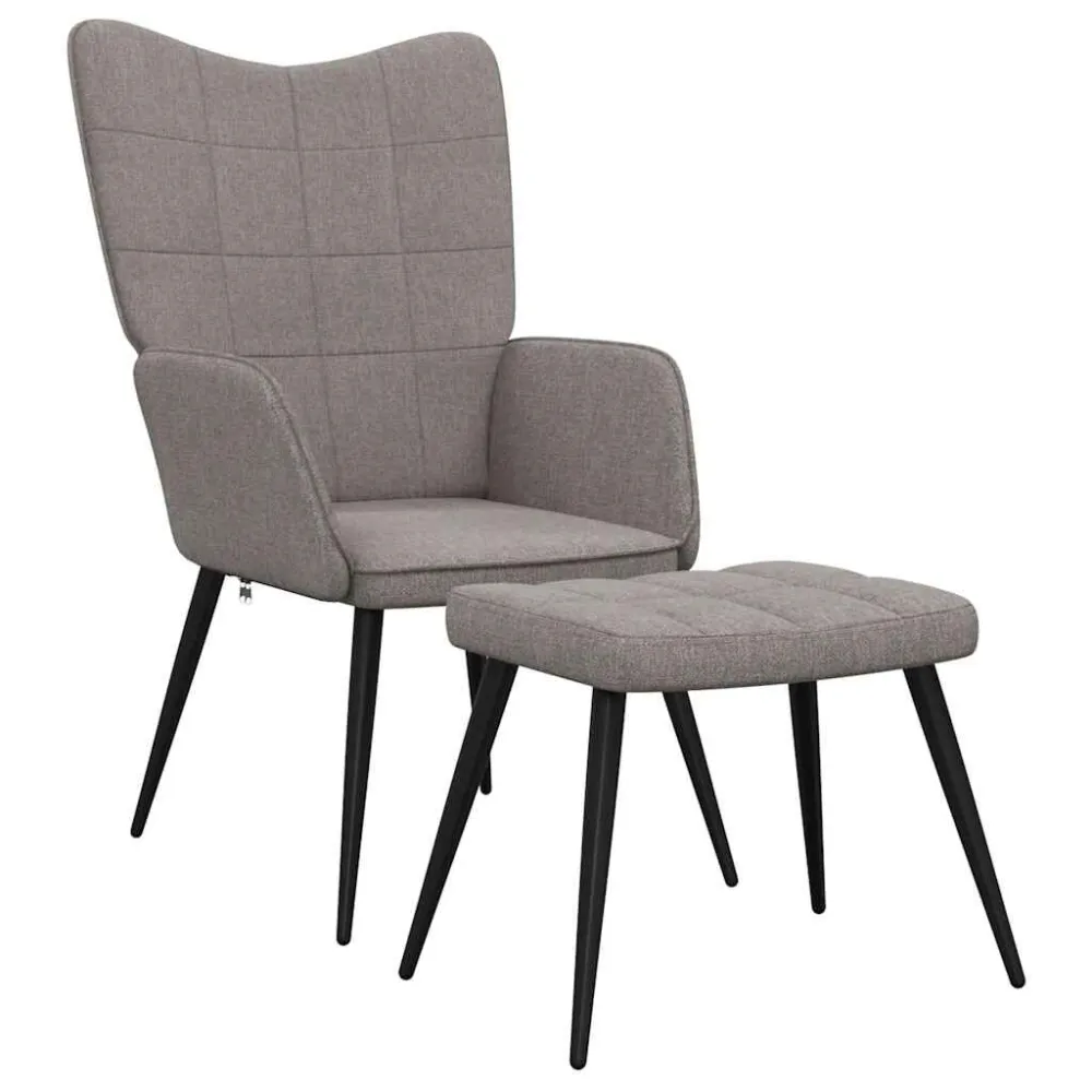 Sedia Relax con Sgabello Tortora Tessuto